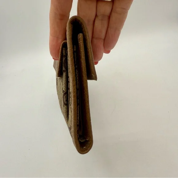 Vintage Gucci Trifold Monogrammed Clutch Brown Tan - Picture 5 of 15